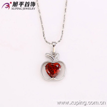 31843 Colgante de cadena de joyería de imitación de corazón de rodio en forma de manzana de encanto de moda